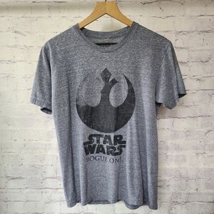 Star Wars Rogue One Rebel Alliance Logo Graphic Print Tee Grey Medium 19x26"